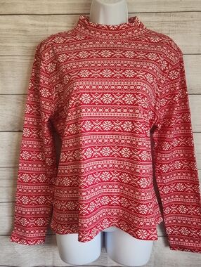 Studio Works Large Petite red winter long sleeve knit top